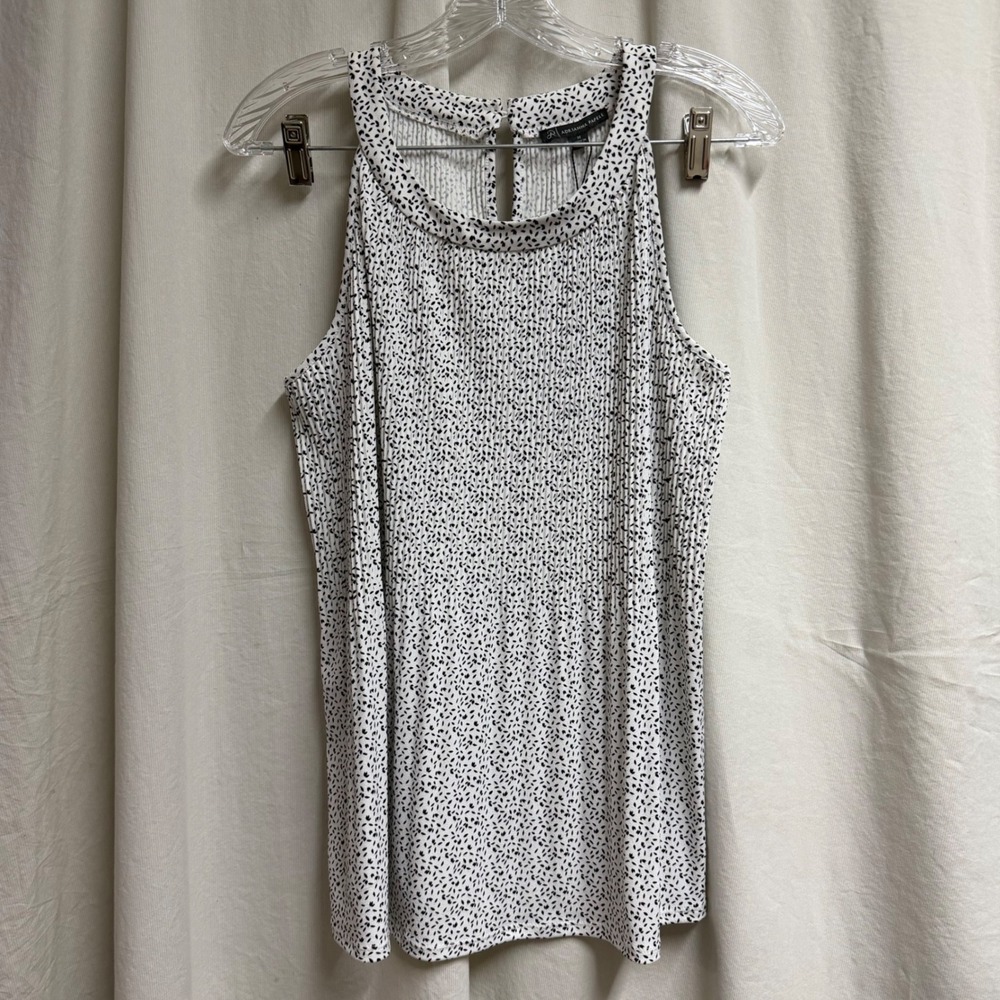 Adrianna Papell Ivory Black Printed Pleated Halter Top Womens M NEW Workwear